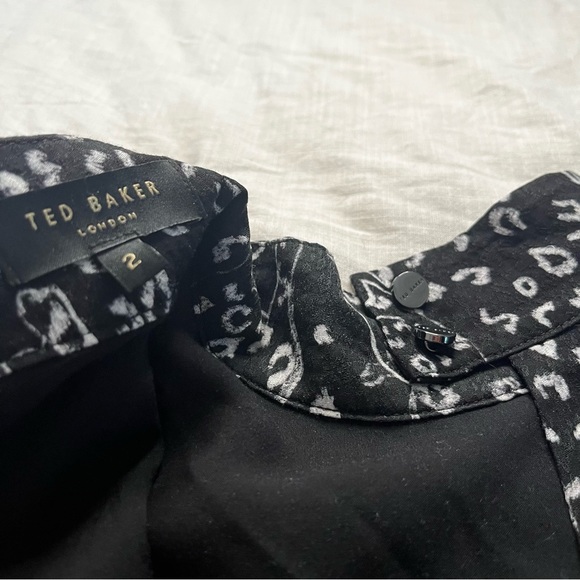 Ted Baker London Black Abstract Cat Mini Dress, Size 2 - Picture 11 of 12